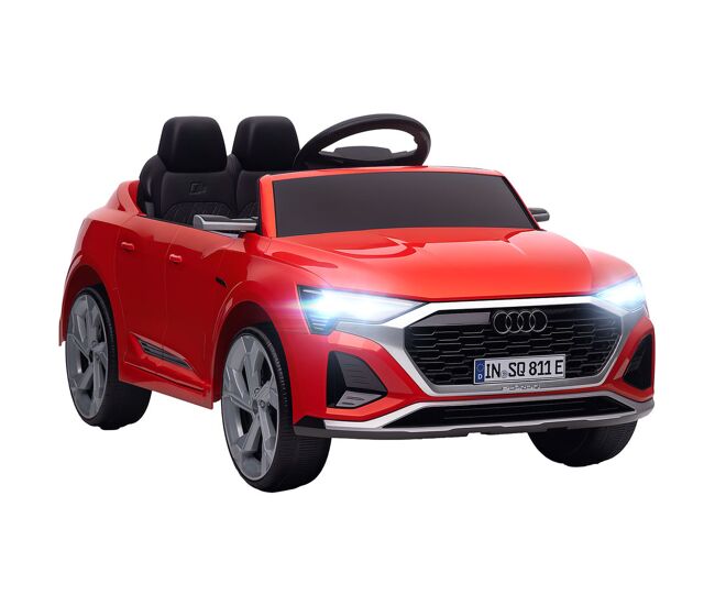Aiyaplay carro électrique para enfants acima de 3 anos carro audi q8 etron sportback infantil com bateria 12v controlo remoto faróis buzina e música 98x49,5x43 cm rouge