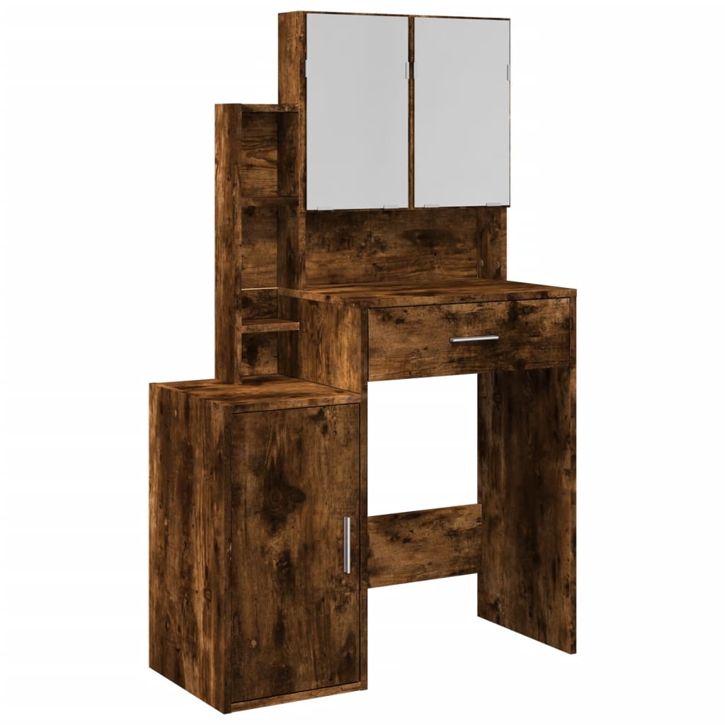 Vidaxl toucador com armário 80x35x132 cm cor carvalho fumado