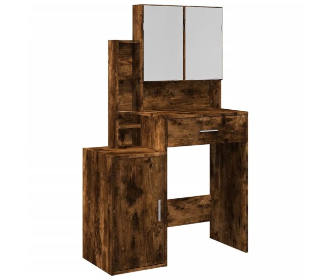 Vidaxl toucador com armário 80x35x132 cm cor carvalho fumado