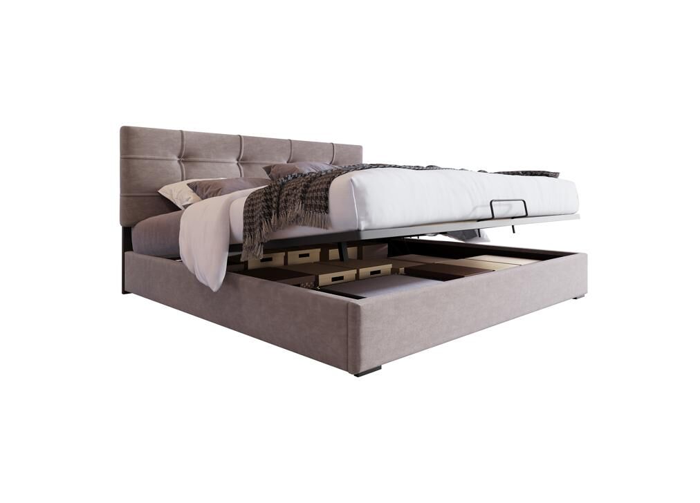Cama de casal de veludo 140x200cm com armazenamento,cinza claro