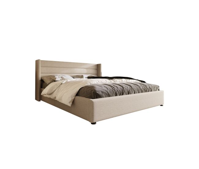 Cama de casal de linho 180x200cm com armazenamento,bege
