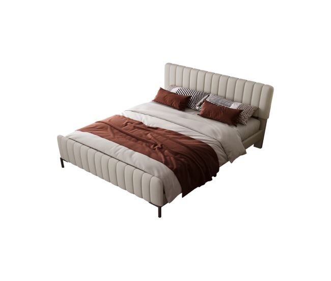 Cama de casal de linho 140x200cm,bege+cinzento