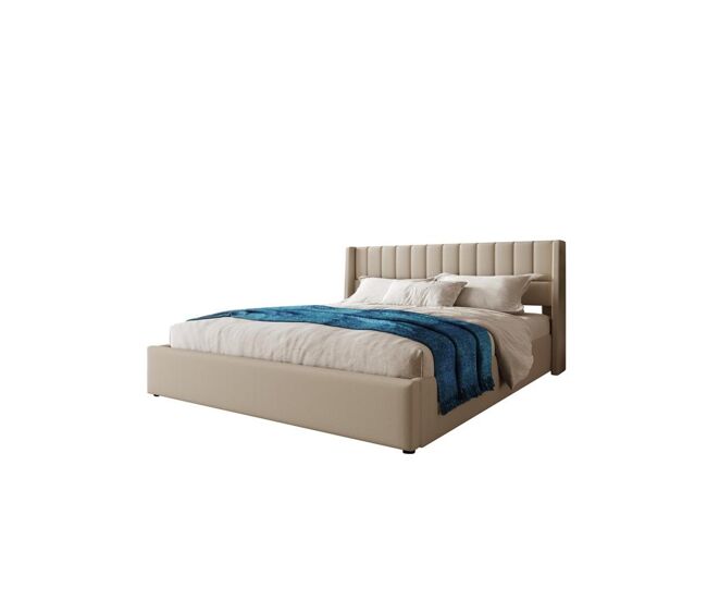 Cama de casal de linho 160x200cm com armazenamento,bege