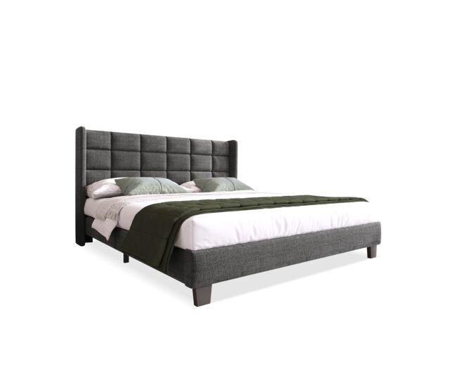 Cama de casal de linho 140x200cm,cinzento