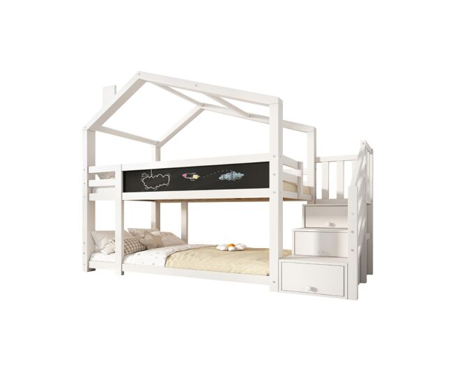 Beliche,cama-casa de panel de partículas 90x200cm,branco