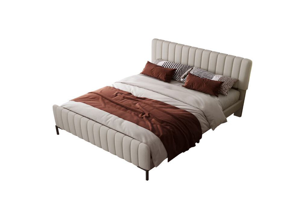Cama de casal de linho 160x200cm,bege+cinzento