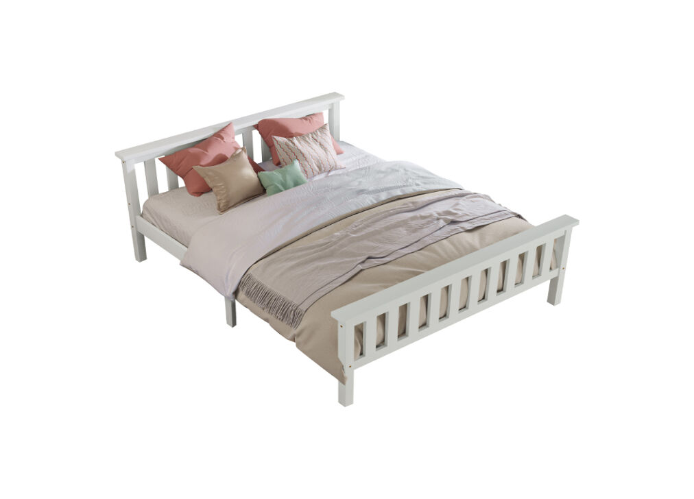 Cama de casal de madera de pino 140x200cm,branco