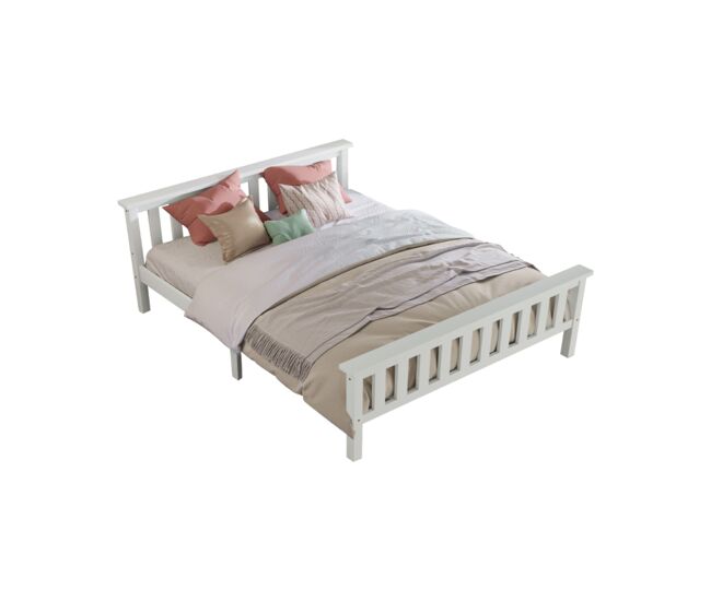Cama de casal de madera de pino 140x200cm,branco