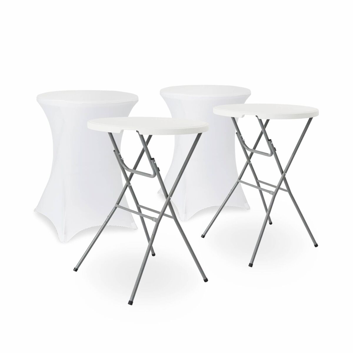 Mesa de pé dobrável com cobertura de proteção, set de 2, gala + cobertura x2, branco, 81x81x110 cm