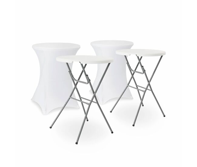 Mesa de pé dobrável com cobertura de proteção, set de 2, gala + cobertura x2, branco, 81x81x110 cm
