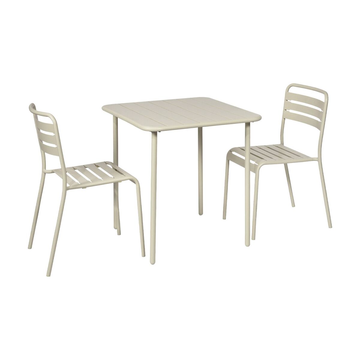 Mesa de jardim em metal com 2 cadeiras, amelia, beige, 70x70x72.5 cm