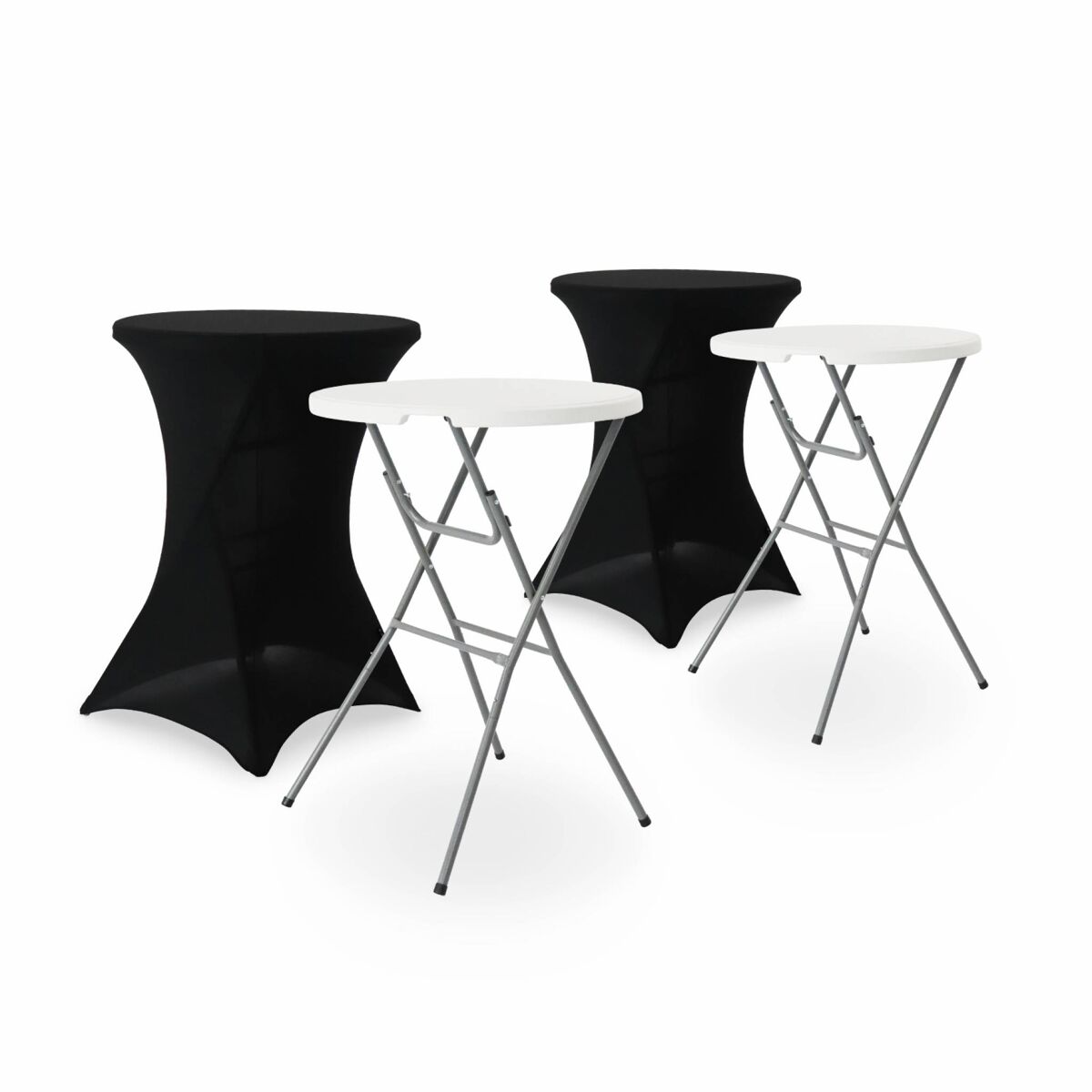 Mesa de pé dobrável com cobertura de proteção, set de 2, gala + cobertura x2, preto, 81x81x110 cm