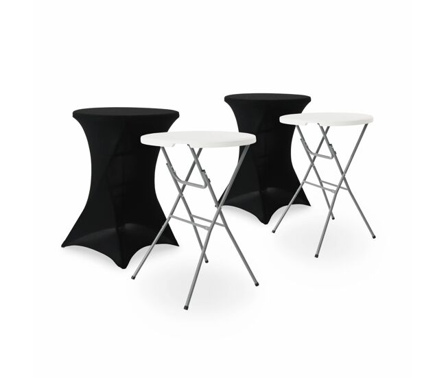 Mesa de pé dobrável com cobertura de proteção, set de 2, gala + cobertura x2, preto, 81x81x110 cm