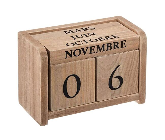 Well home - calendário colonial de madeira 7,5x5x11cm