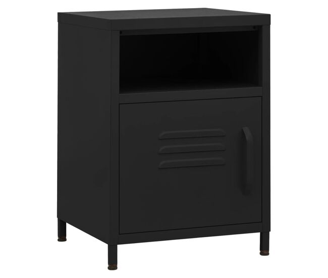 Vidaxl mesa de cabeceira 35x35x51 cm aço preto