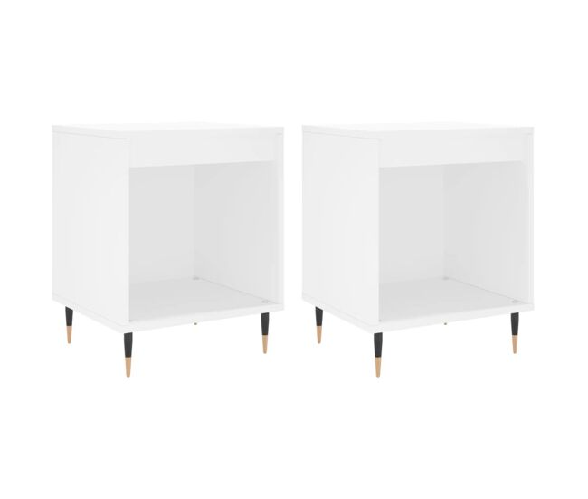 Vidaxl mesas de cabeceira 2pcs 40x35x50 cm derivados de madeira branco