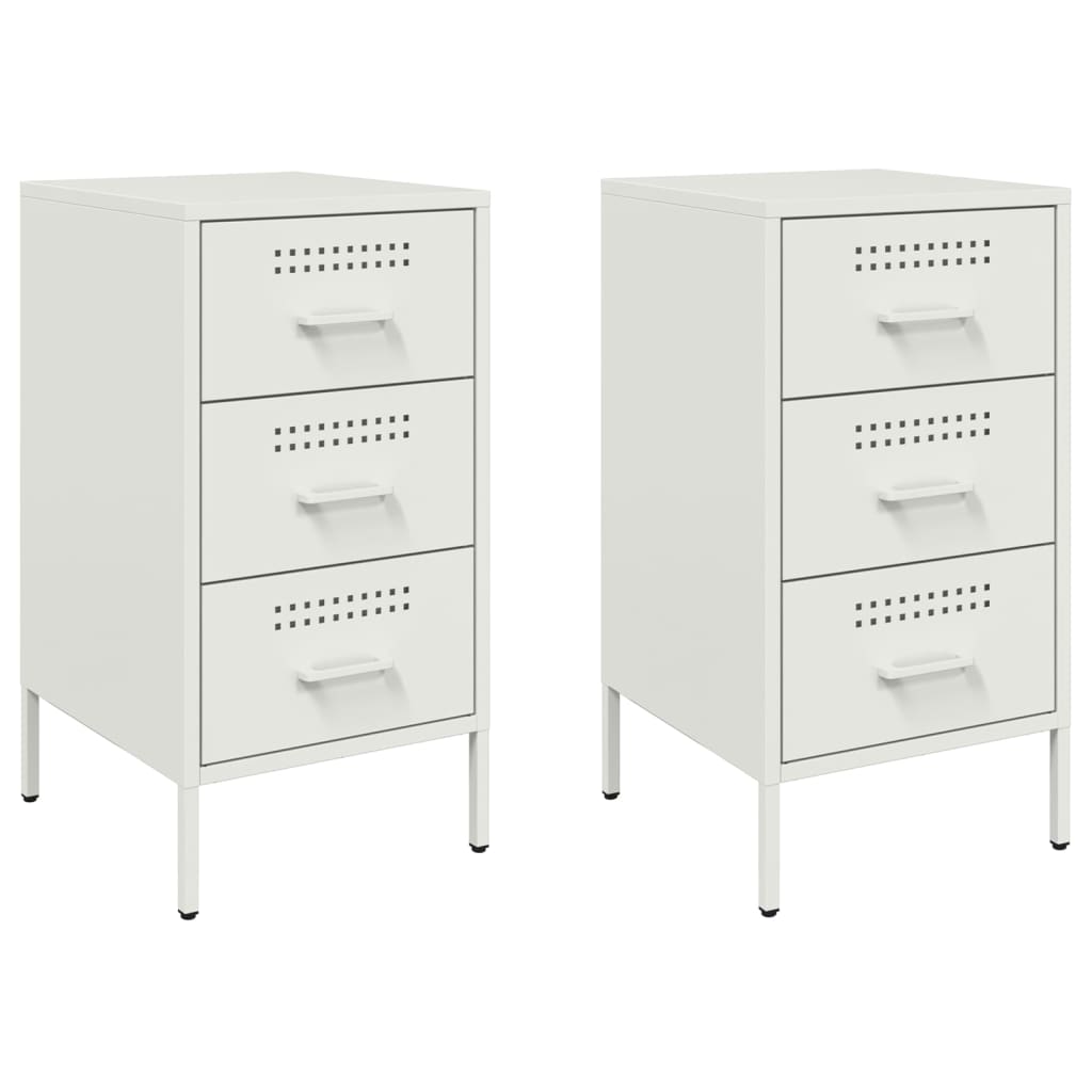 Vidaxl mesas de cabeceira 2 pcs 36x39x68 cm acier blanc