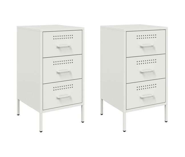 Vidaxl mesas de cabeceira 2 pcs 36x39x68 cm acier blanc