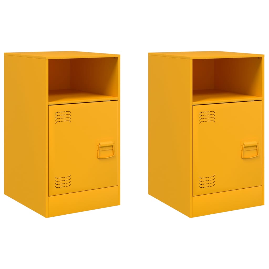 Vidaxl mesas de cabeceira 2 pcs 34,5x39x62 cm aço amarelo mostarda