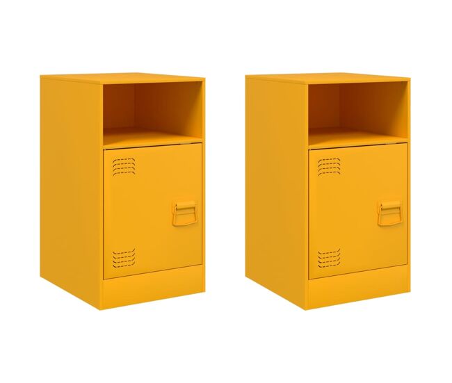 Vidaxl mesas de cabeceira 2 pcs 34,5x39x62 cm aço amarelo mostarda