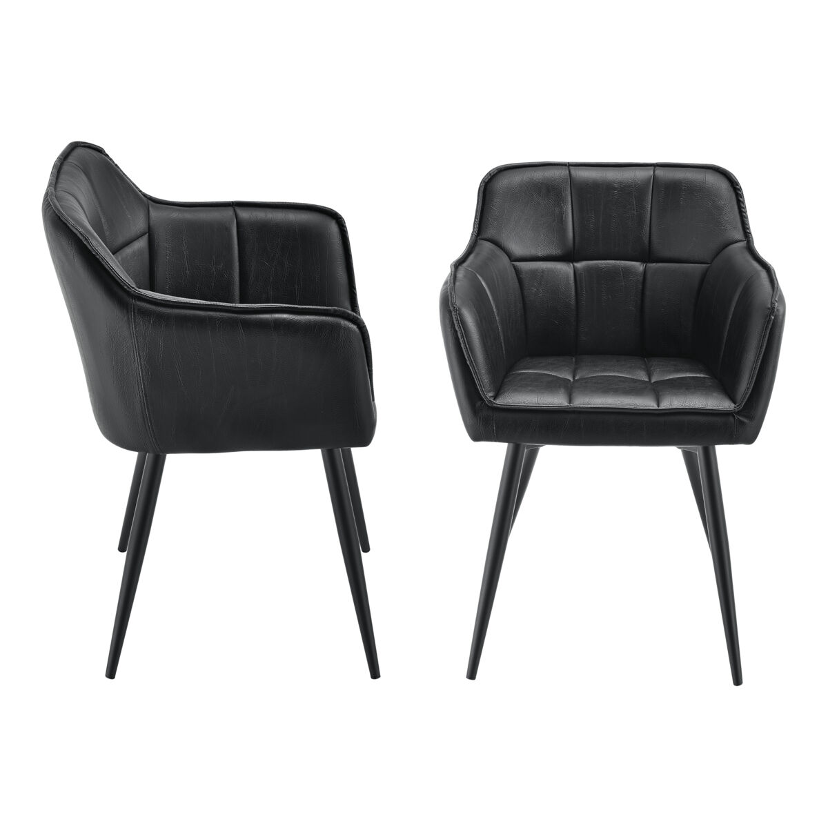 Conjunto de 2 cadeiras de jantar birmingham com braços 81x57x53 cm - preto [en.casa]