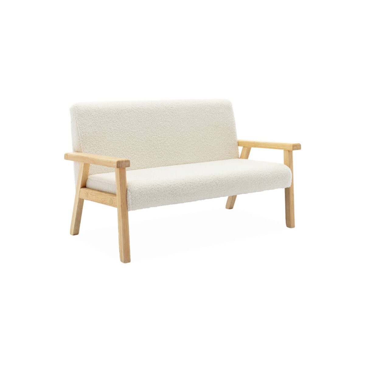 Banco para enfants de madeira hevea de 2 lugares, isak kids, blanc, 84x43.5x50 cm