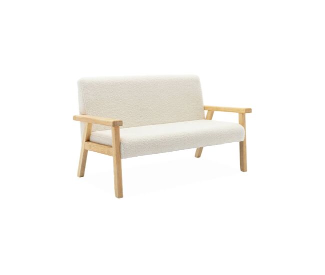 Banco para enfants de madeira hevea de 2 lugares, isak kids, blanc, 84x43.5x50 cm