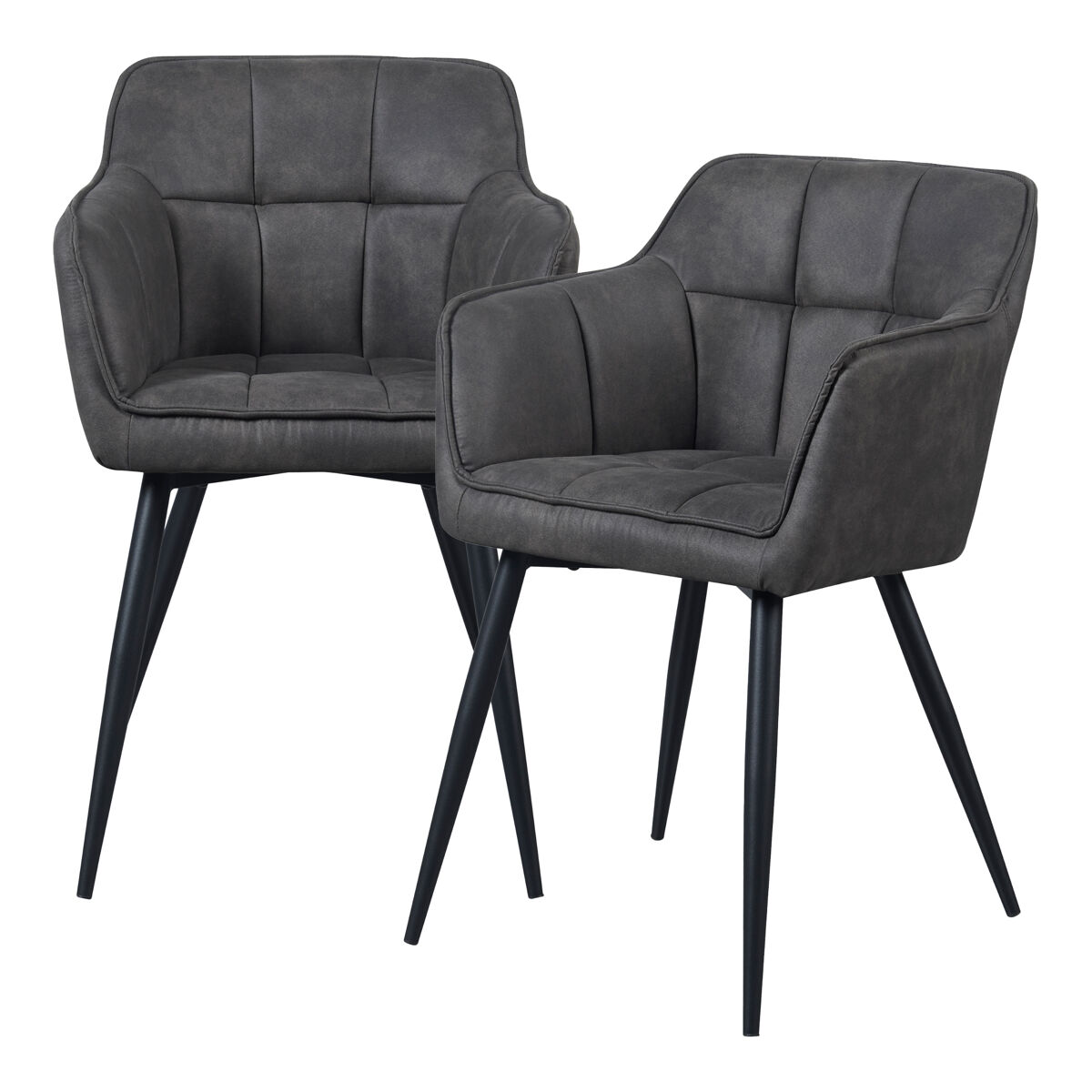 Conjunto de 2 cadeiras de jantar birmingham com braços 81x57x53 cm - cinzento escuro [en.casa]