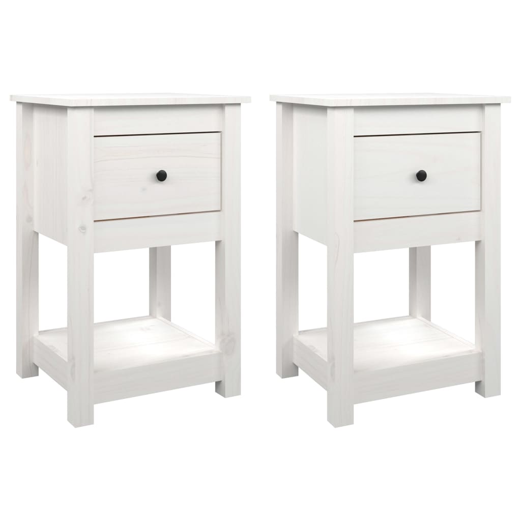 Vidaxl mesas de cabeceira 2 pcs 40x35x61,5 cm pinho maciço branco