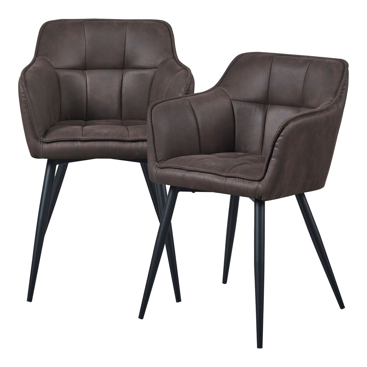 Conjunto de 2 cadeiras de jantar birmingham com braços 81x57x53 cm - castanho escuro [en.casa]