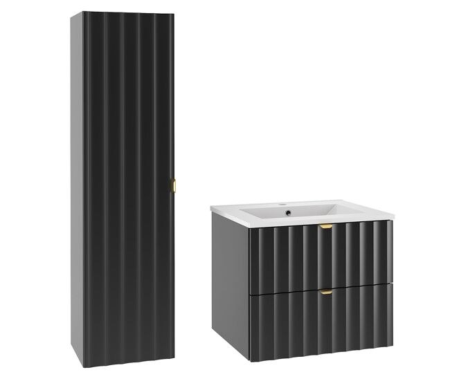 Móvel de toucador simples embutido 60cm com coluna lexa preto