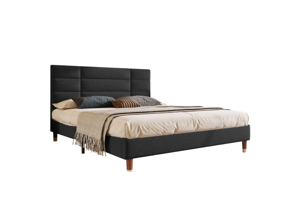 Cama de casal de linho 140x200cm,preto