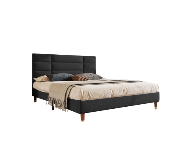 Cama de casal de linho 140x200cm,preto