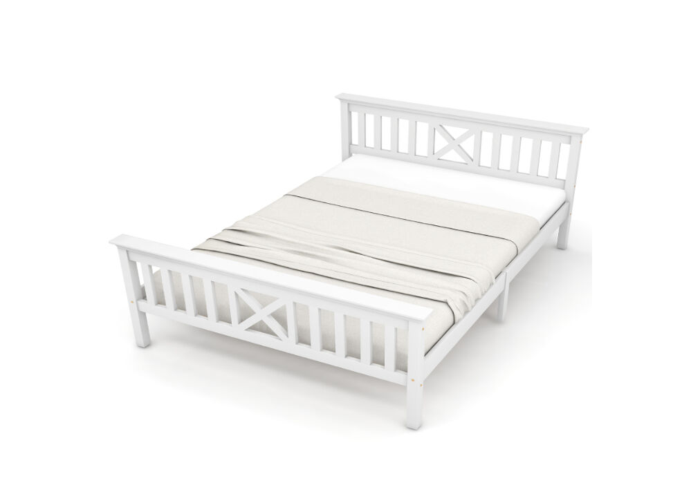 Cama juvenil,cama dupla de madeira de pinho 140x200cm,branco