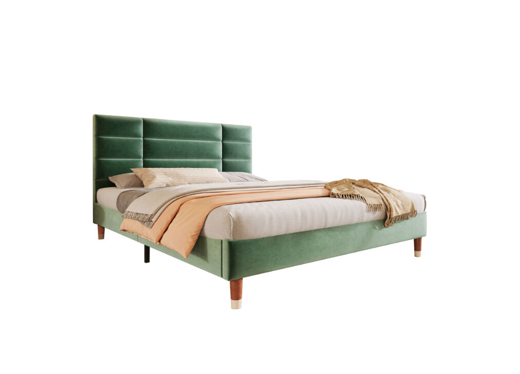 Cama de casal de veludo 140x200cm,verde