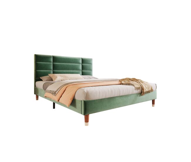 Cama de casal de veludo 140x200cm,verde