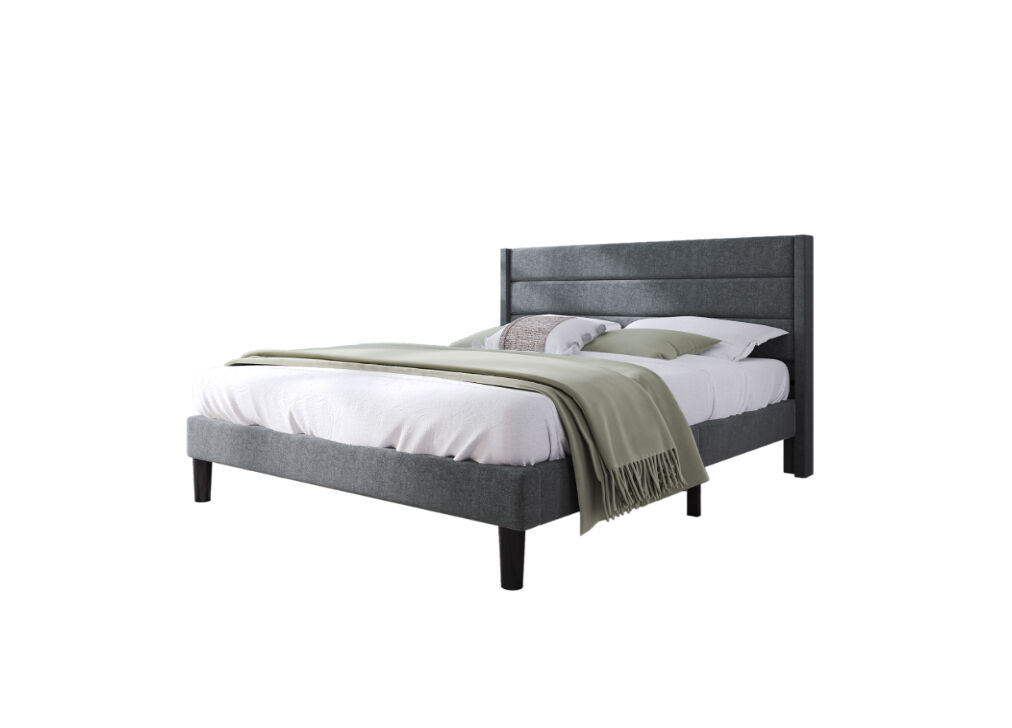 Cama de casal de linho 140x200cm,cinzento