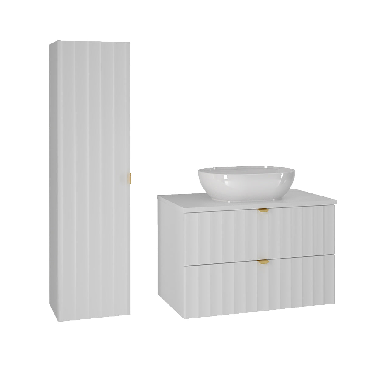 Conjunto móvel lavatório individual 80cm e coluna lexa branco