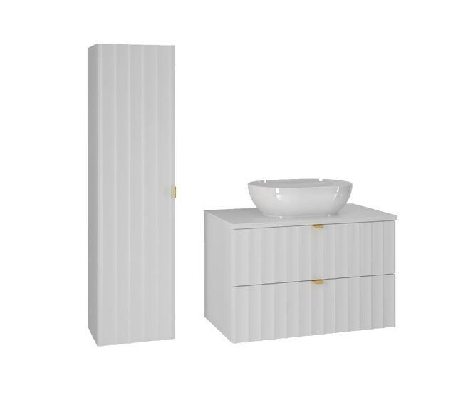 Conjunto móvel lavatório individual 80cm e coluna lexa branco