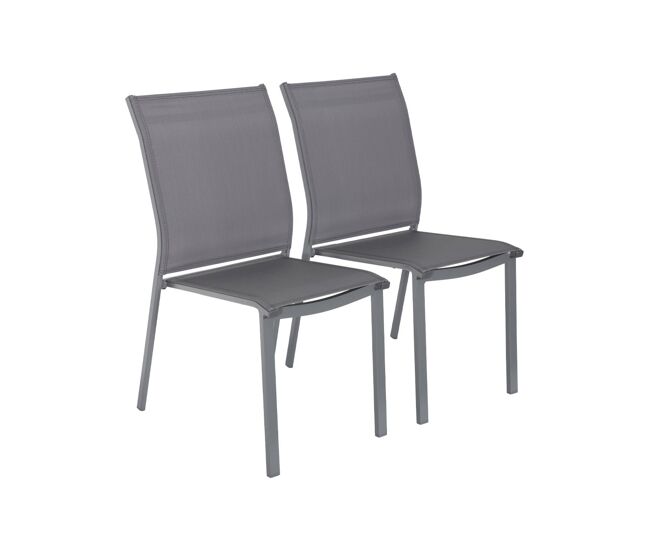 Cadeira de jardim empilháveis de alumínio e texilene, set de 2, cleveland, antracite, 64.5x45.5x89.5 cm