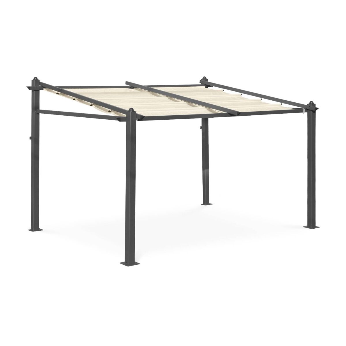 3x4m pérgola de alumínio de com cobertura deslizante, murum, cru, 355x290x251 cm