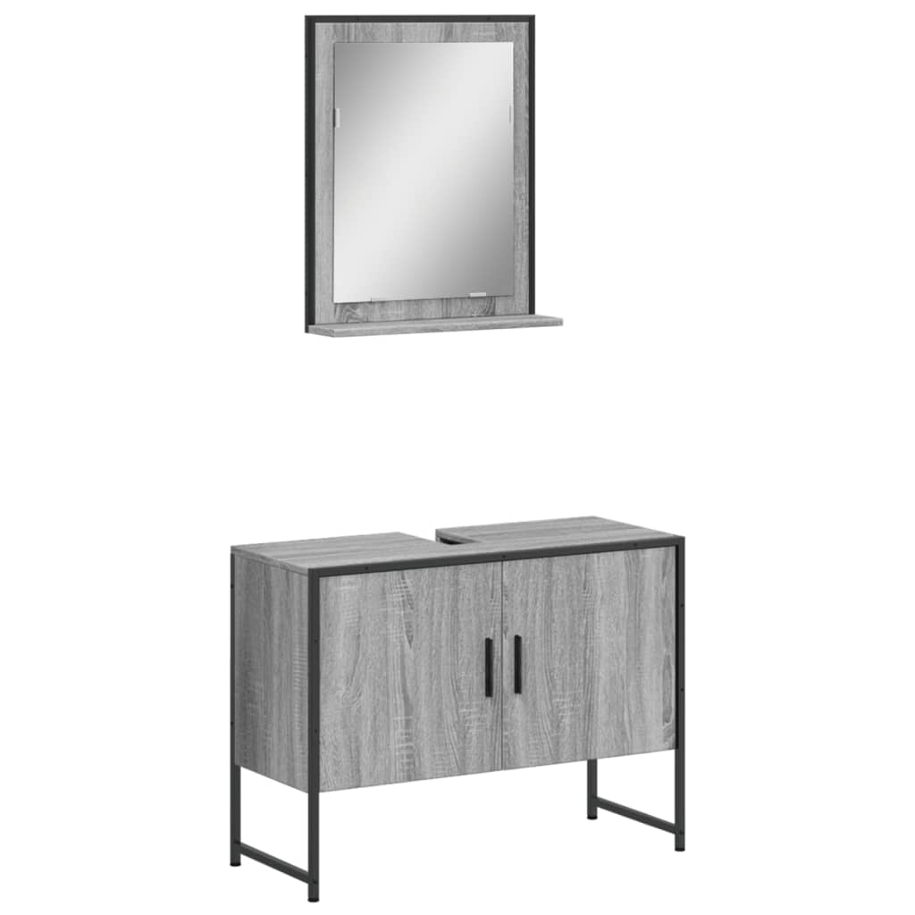 Vidaxl 2 pcs conj. móveis casa de banho derivados madeira cinza sonoma