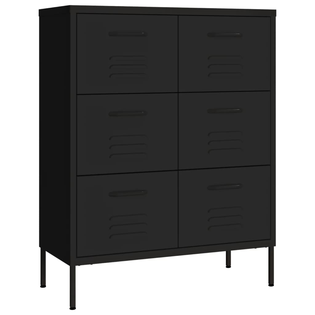 Vidaxl armário com gavetas aço 80x35x101,5 cm preto