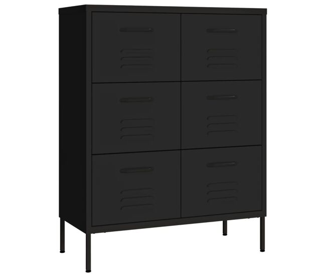 Vidaxl armário com gavetas aço 80x35x101,5 cm preto