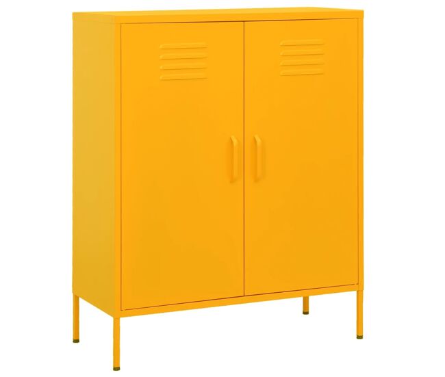 Vidaxl armário de arrumação aço 80x35x101,5 cm amarelo mostarda