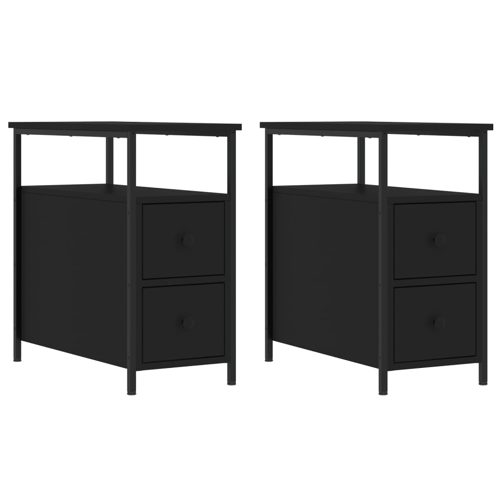Vidaxl mesas de cabeceira 2pcs 30x60x60 cm derivados de madeira preto
