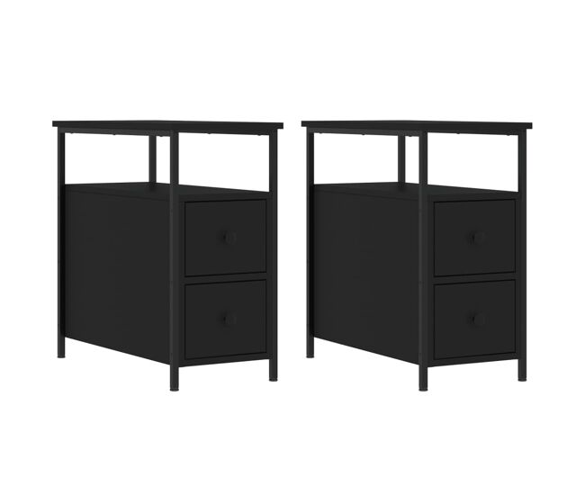 Vidaxl mesas de cabeceira 2pcs 30x60x60 cm derivados de madeira preto