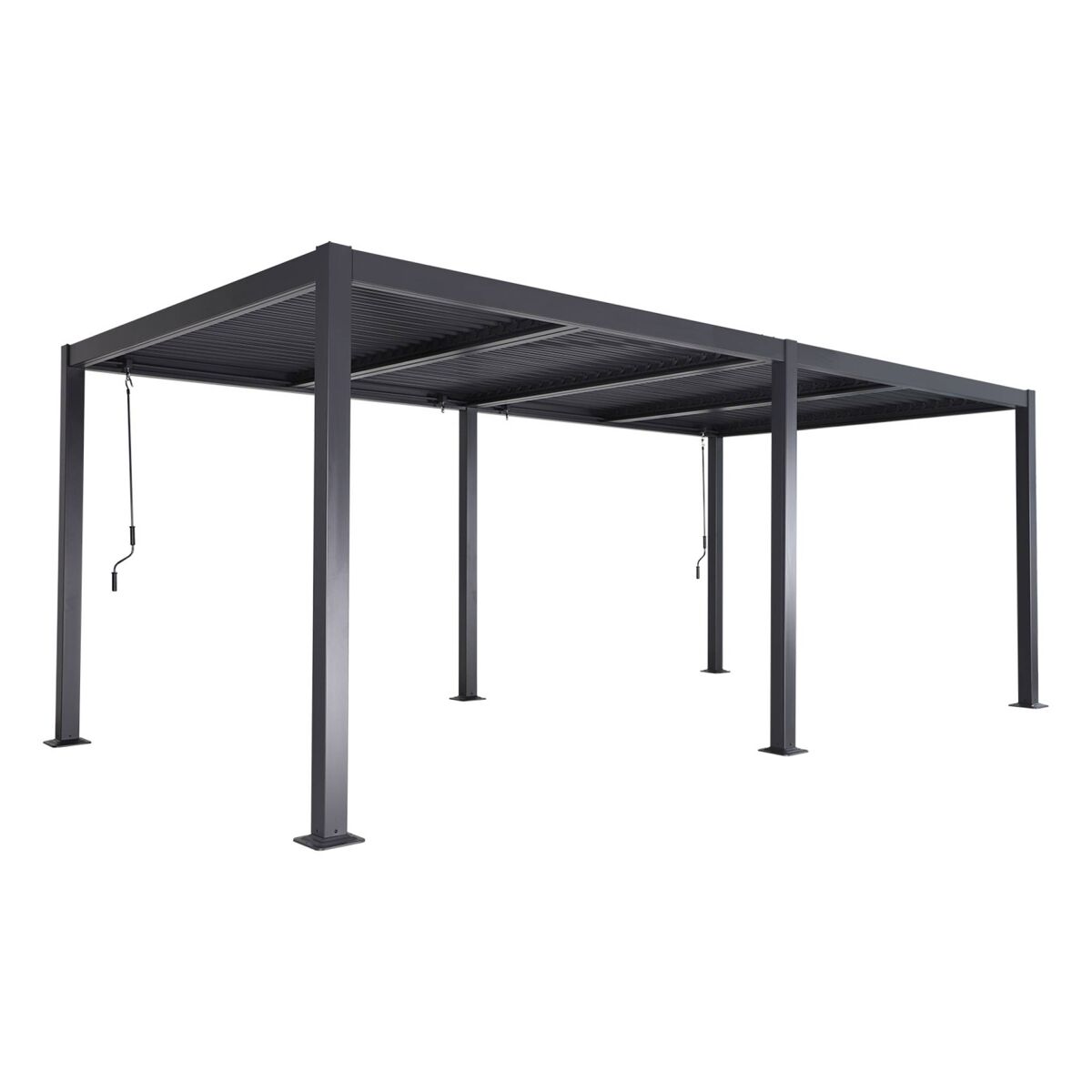 Pérgola bioclimática 3x6m alumínio e aço lâminas orientáveis , palace 3x6m, antracite, 574x292x231 cm