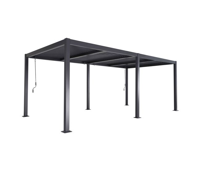 Pérgola bioclimática 3x6m alumínio e aço lâminas orientáveis , palace 3x6m, antracite, 574x292x231 cm