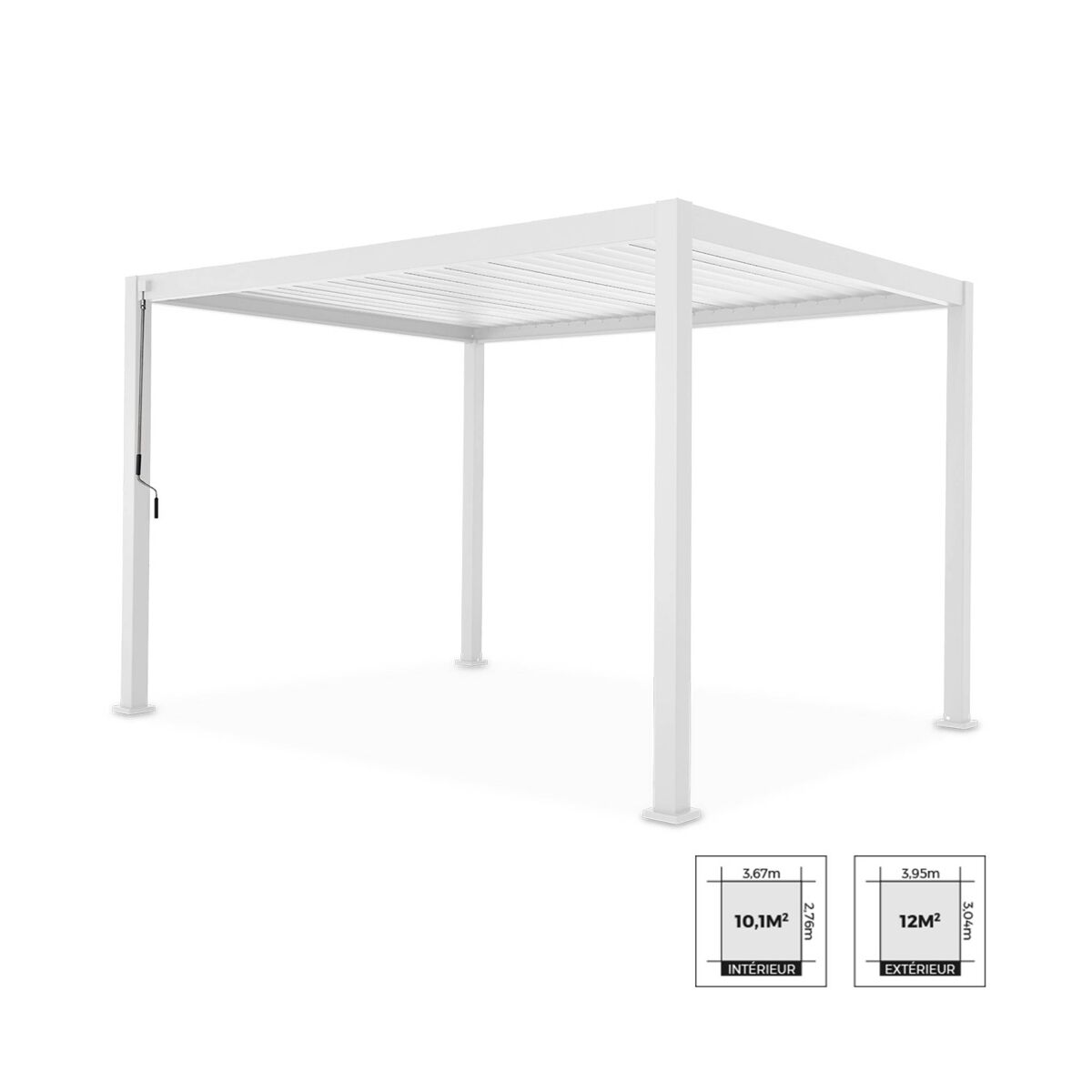 Pérgola bioclimática 3x4m com lâminas ajustáveis, triomphe 3x4m, branco, 400x300x240 cm